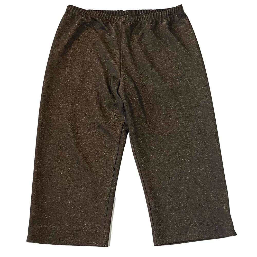 Vintage Chico’s Design Brown Metallic Capris Cropped Knit Pants Pull On Sz L (2)